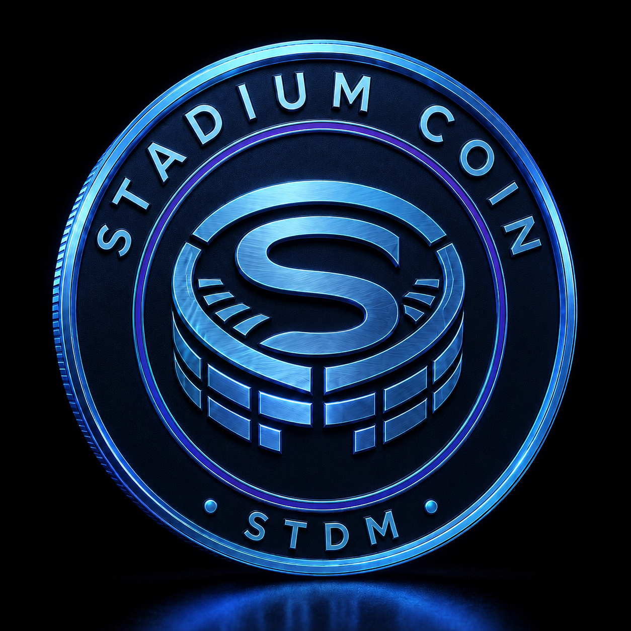 Neon-blue Stadium Coin STDM logo